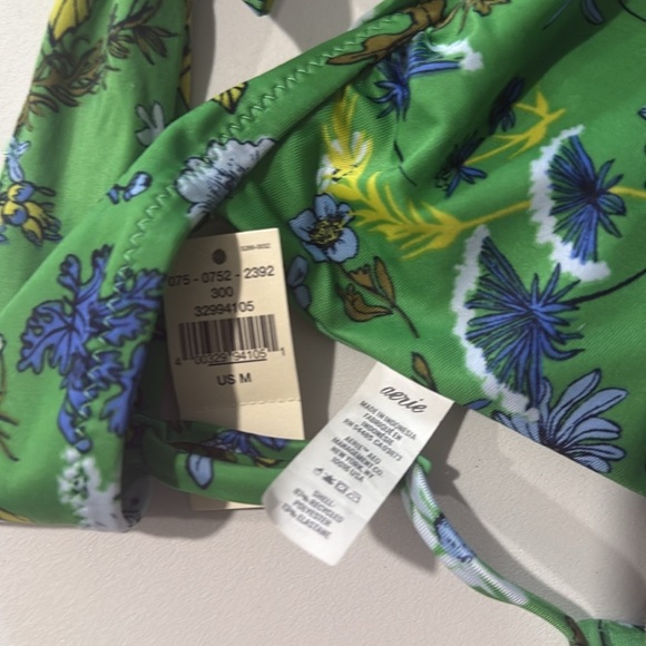 [Aerie] NWT Ruffle Triangle Bikini Top Small Women’s Green Floral - Picture 5 of 7